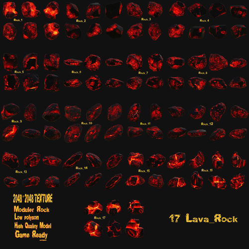 lava rocks Low-poly 3D model