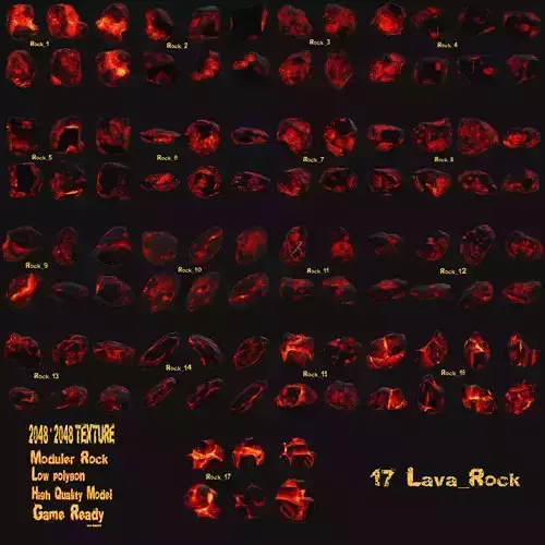 lava rocks Low-poly 3D model
