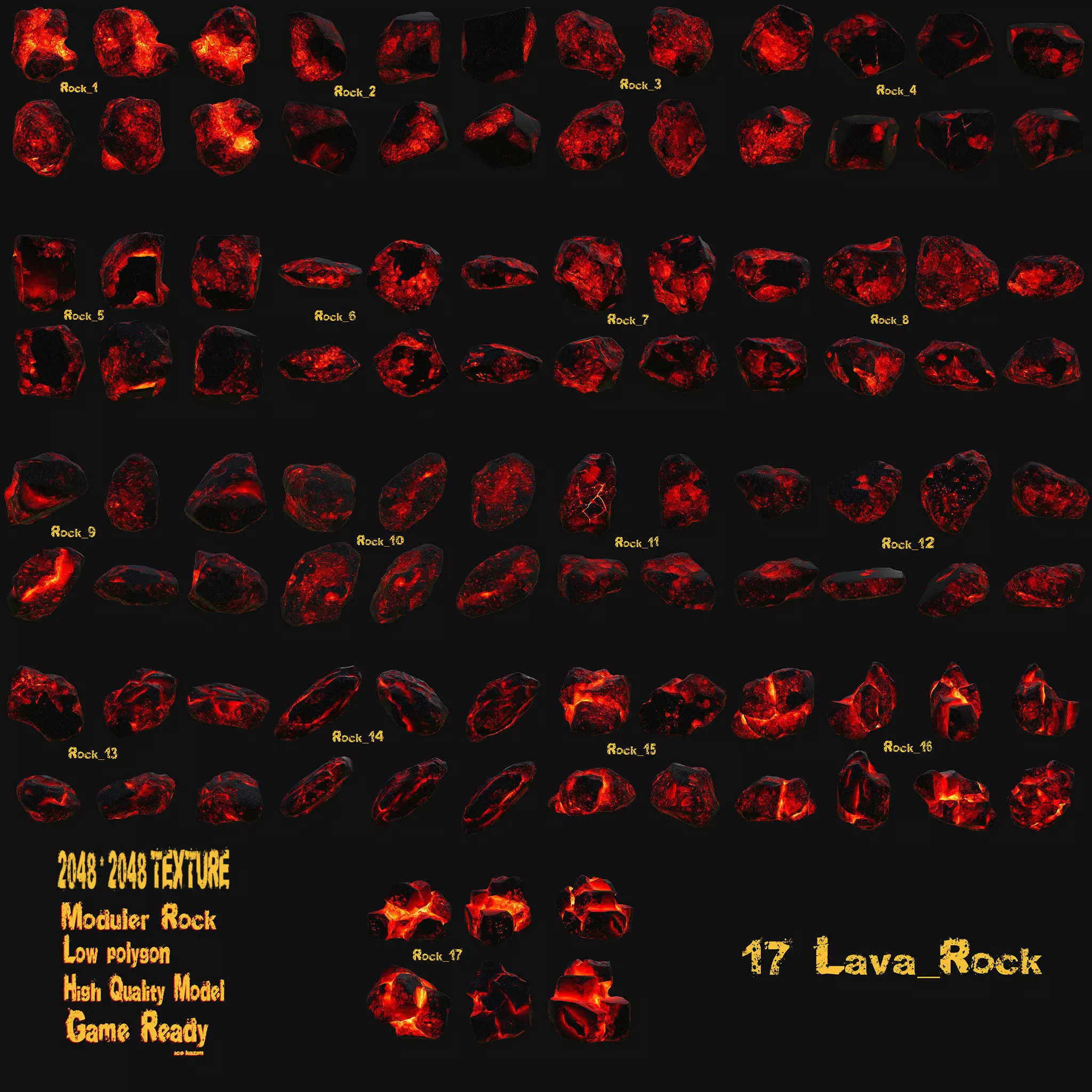 lava rocks Low-poly 3D model_0