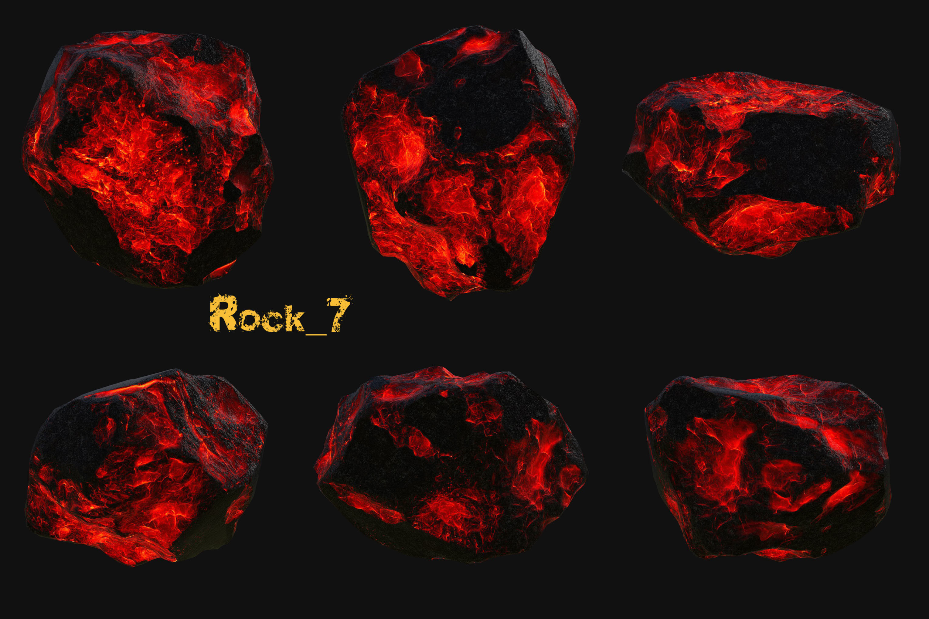 lava rocks Low-poly 3D model_7