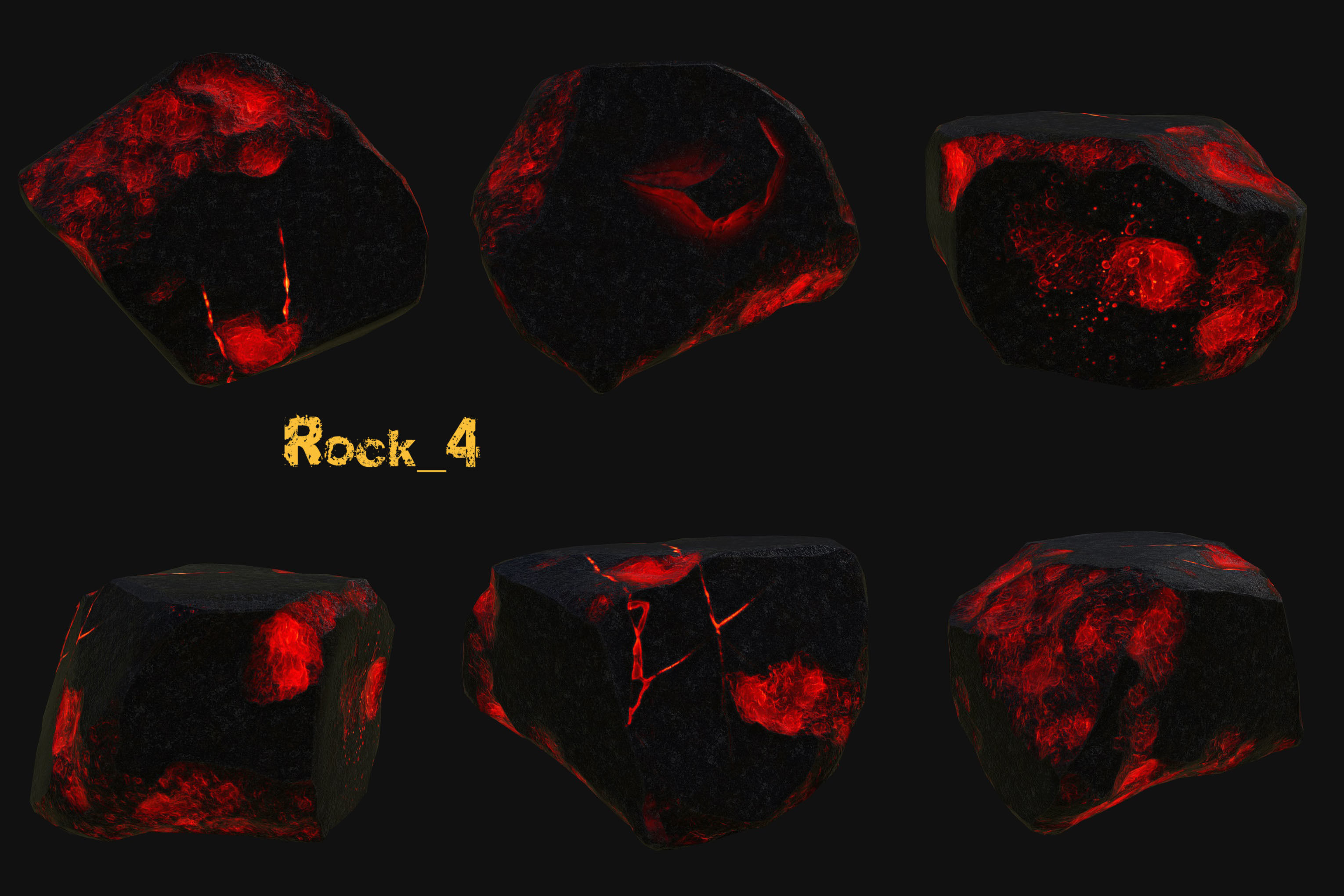 lava rocks Low-poly 3D model_4