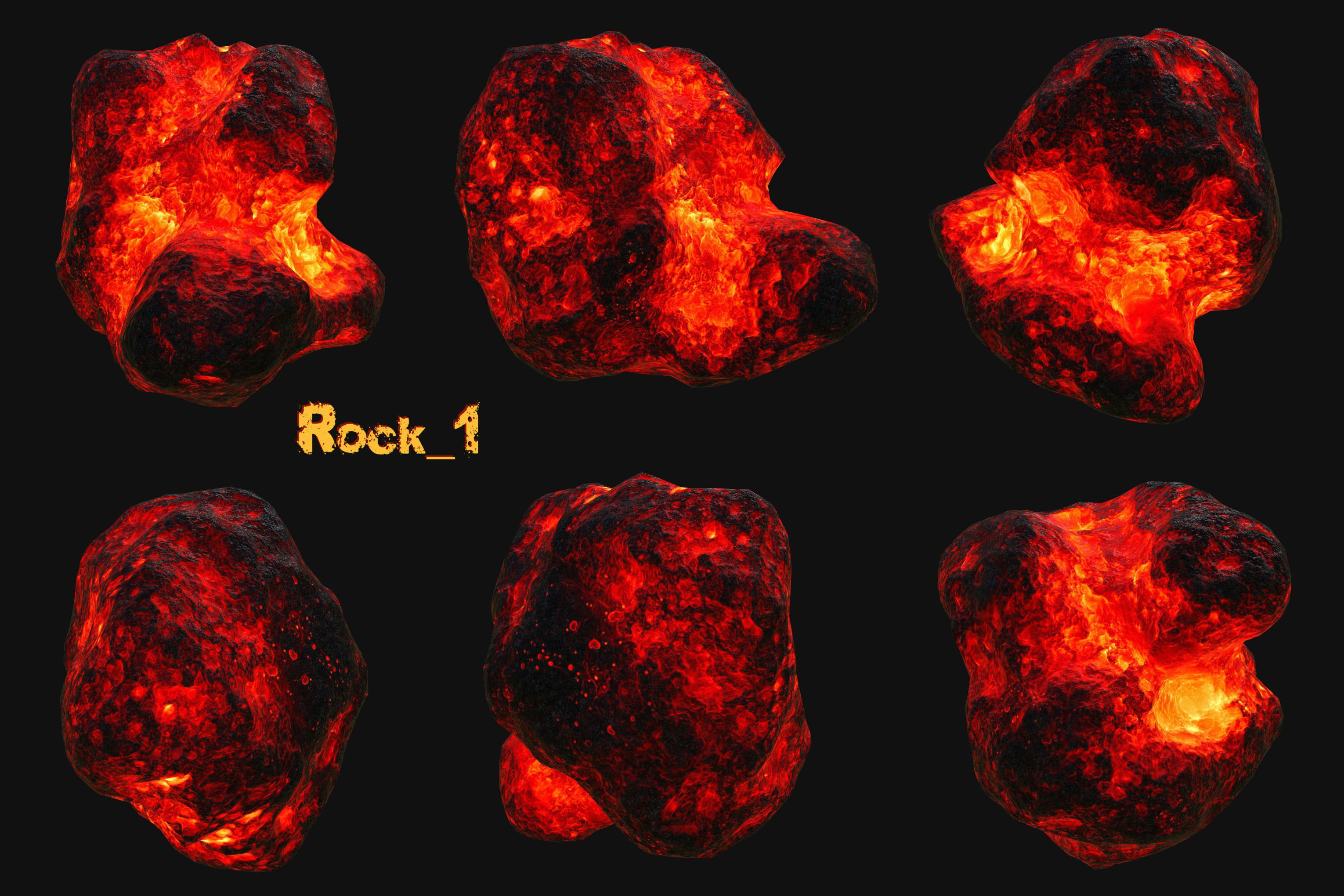 lava rocks Low-poly 3D model_1