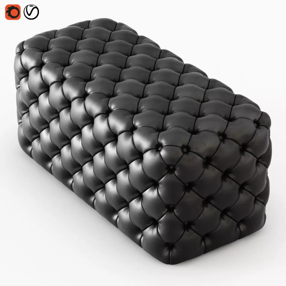 Pouf capitone 3D model_0