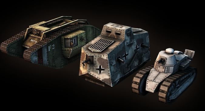 World War I Tank Pack Low-poly 3D model