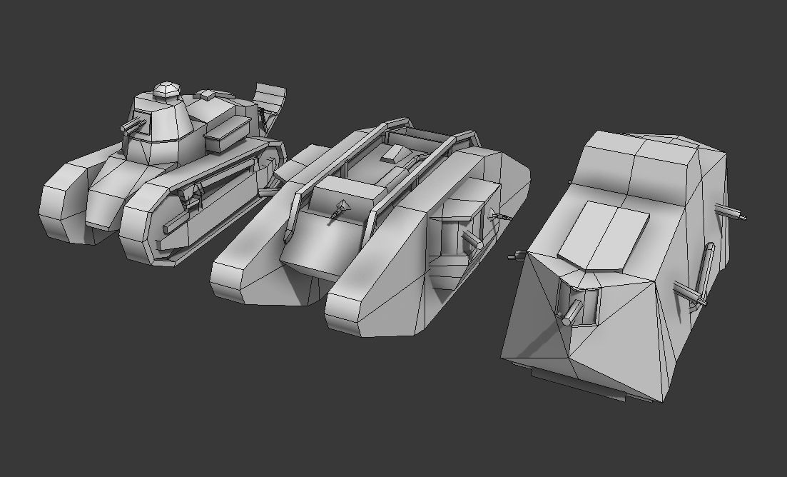 World War I Tank Pack Low-poly 3D model_4