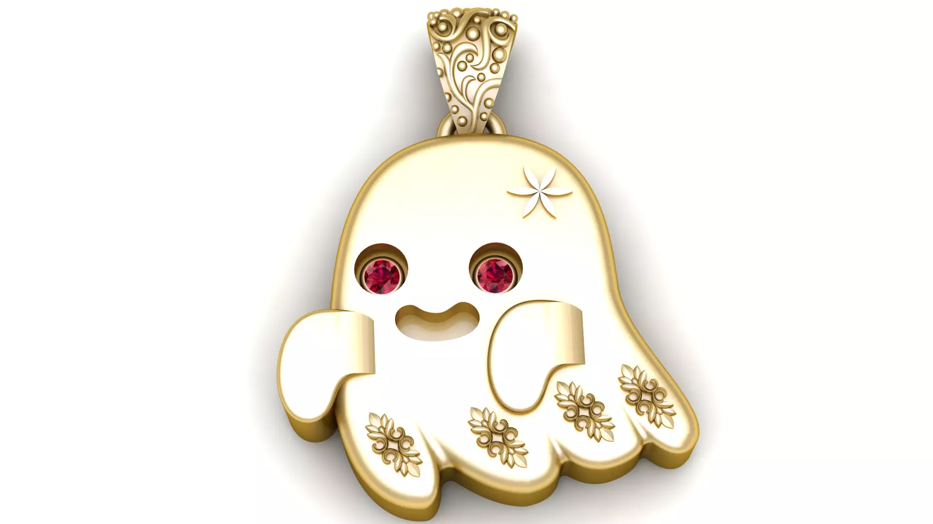 Cute Ghost Gemstone Pendant 3D Model 3D print model