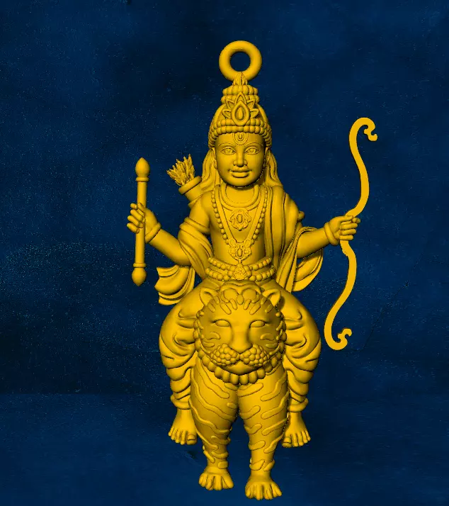 KUMARA SWAMI MURUGAN AYYAPPA TIGER GOLD SILVER LOCKET 3D print model