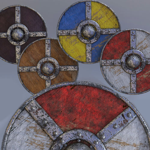 Shields sword in sky Low-poly 3D model