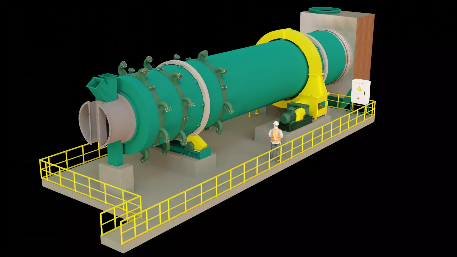 Rotary Kiln Dryer - Industrial Drying Equipment 3D Model 3D model