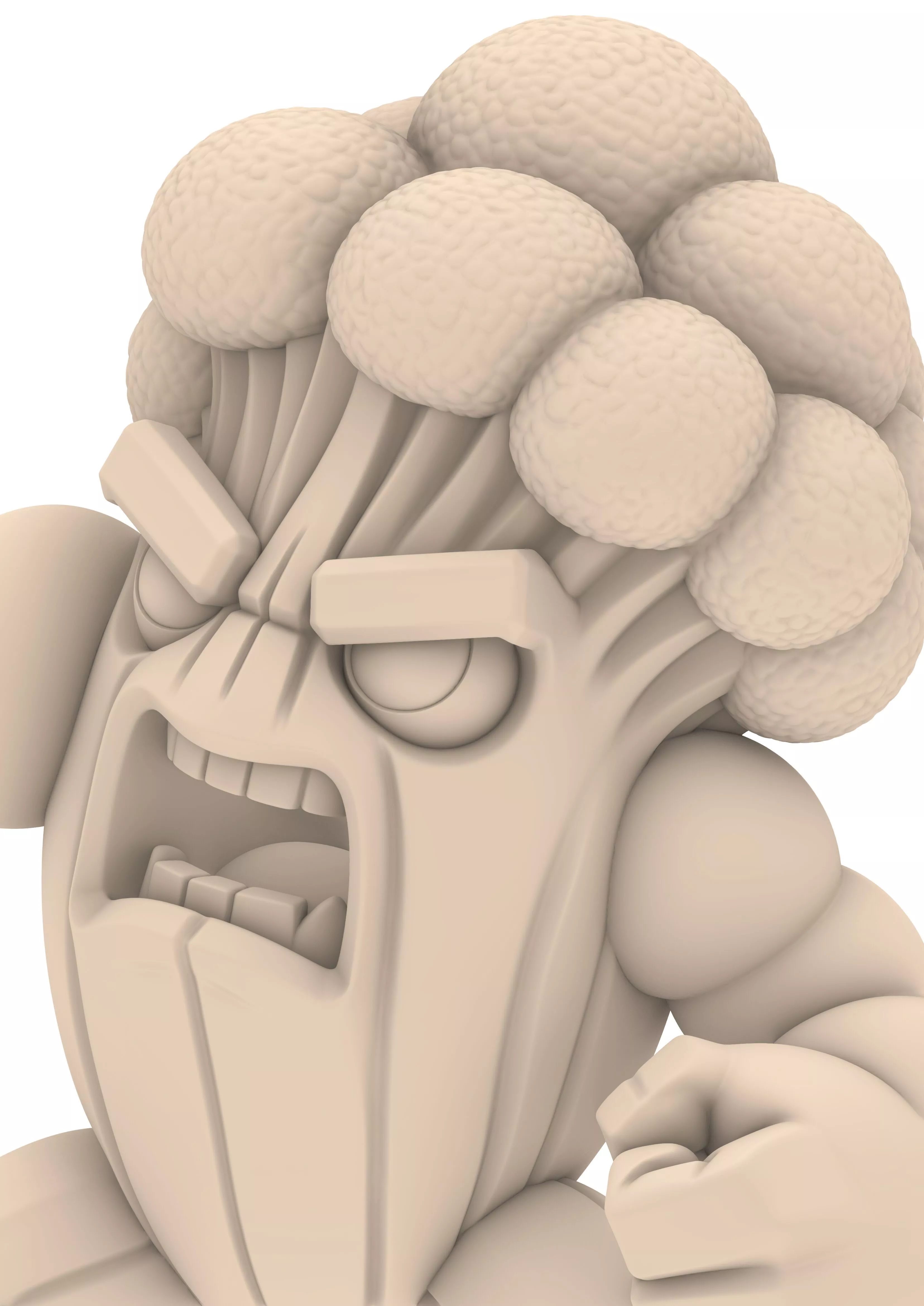 Funny Angry Broccoli Monster Figure 3D print model
