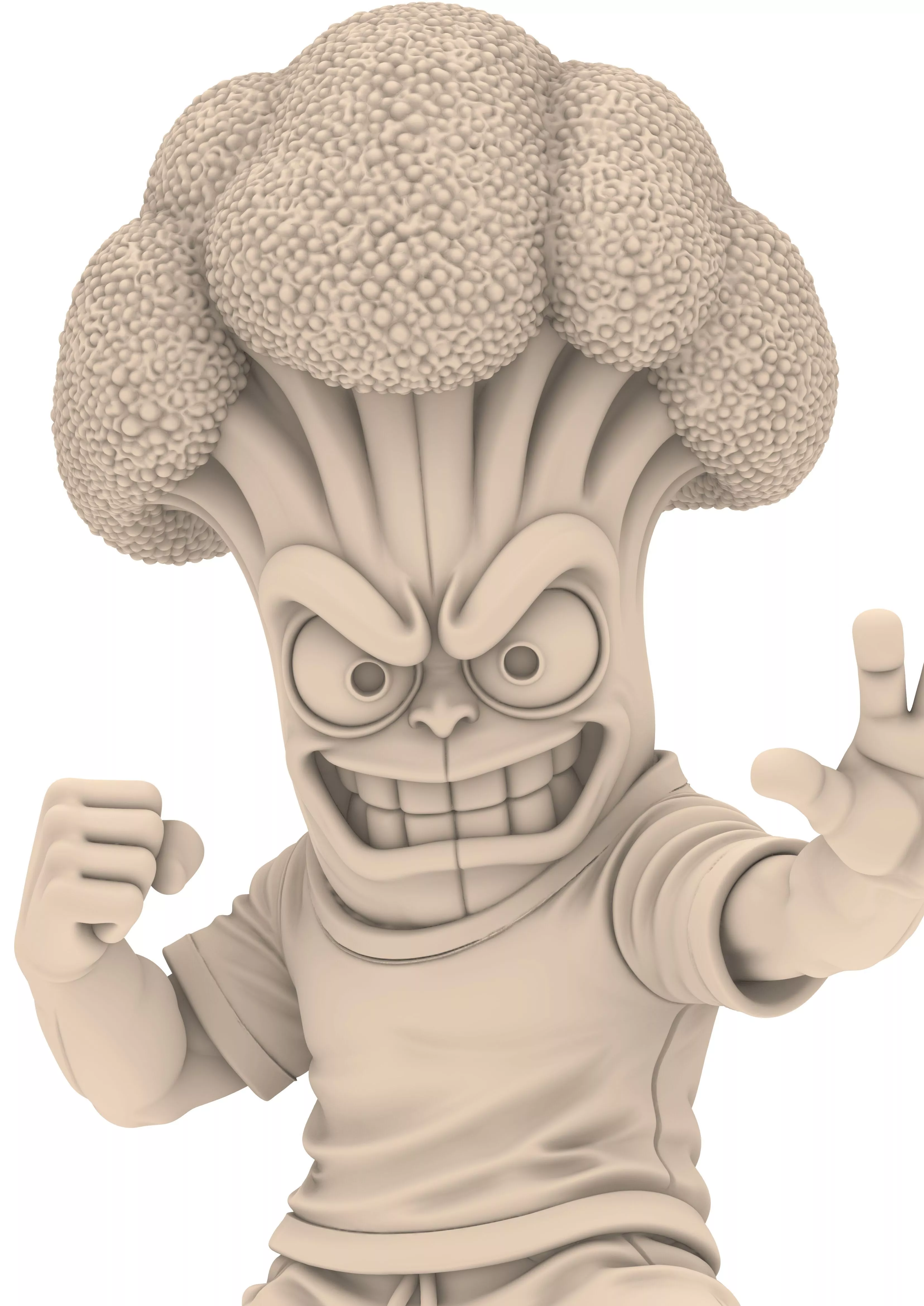 Funny Angry Broccoli Monster Figure 3D print model