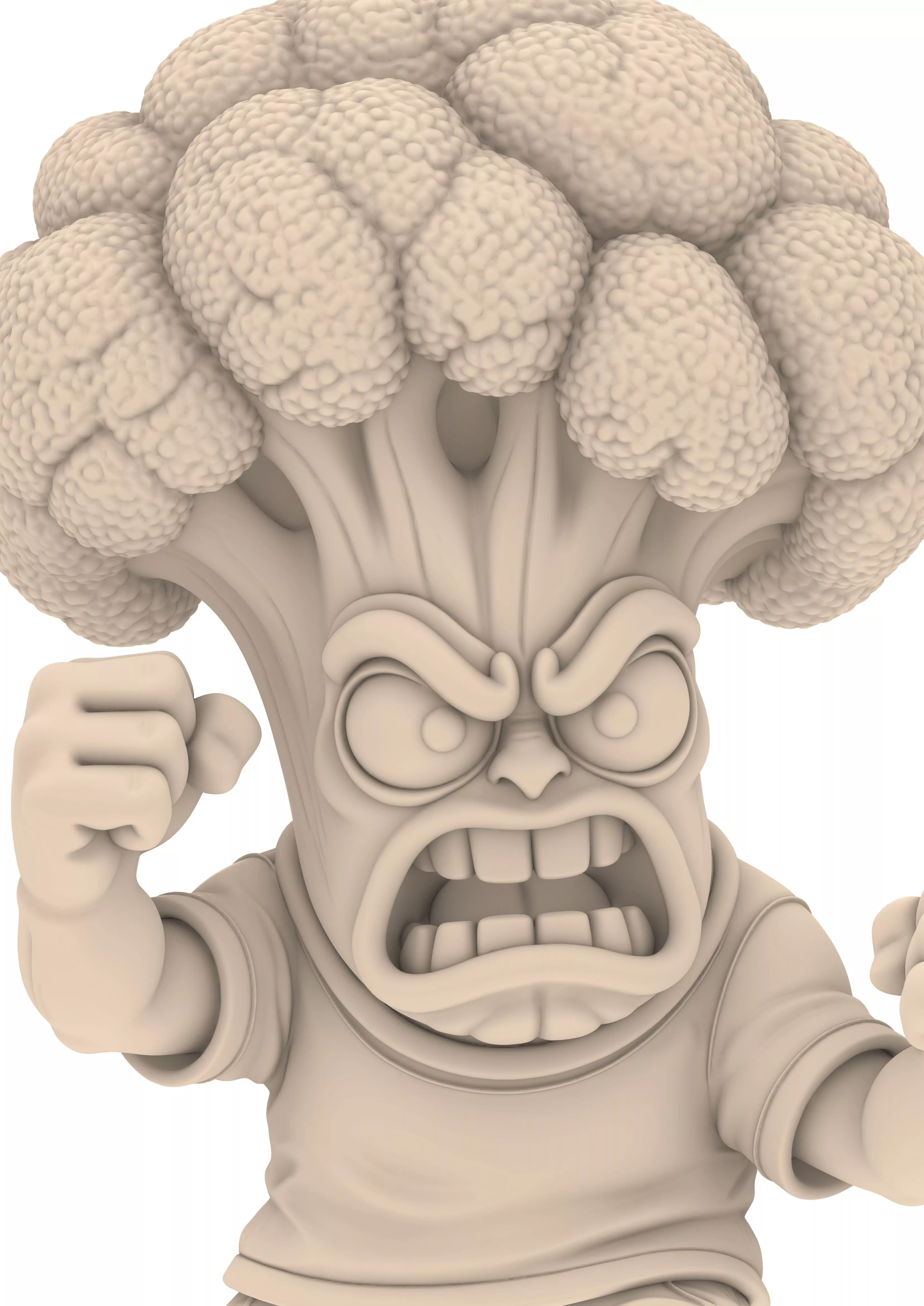 Funny Angry Broccoli Monster Figure 3D print model