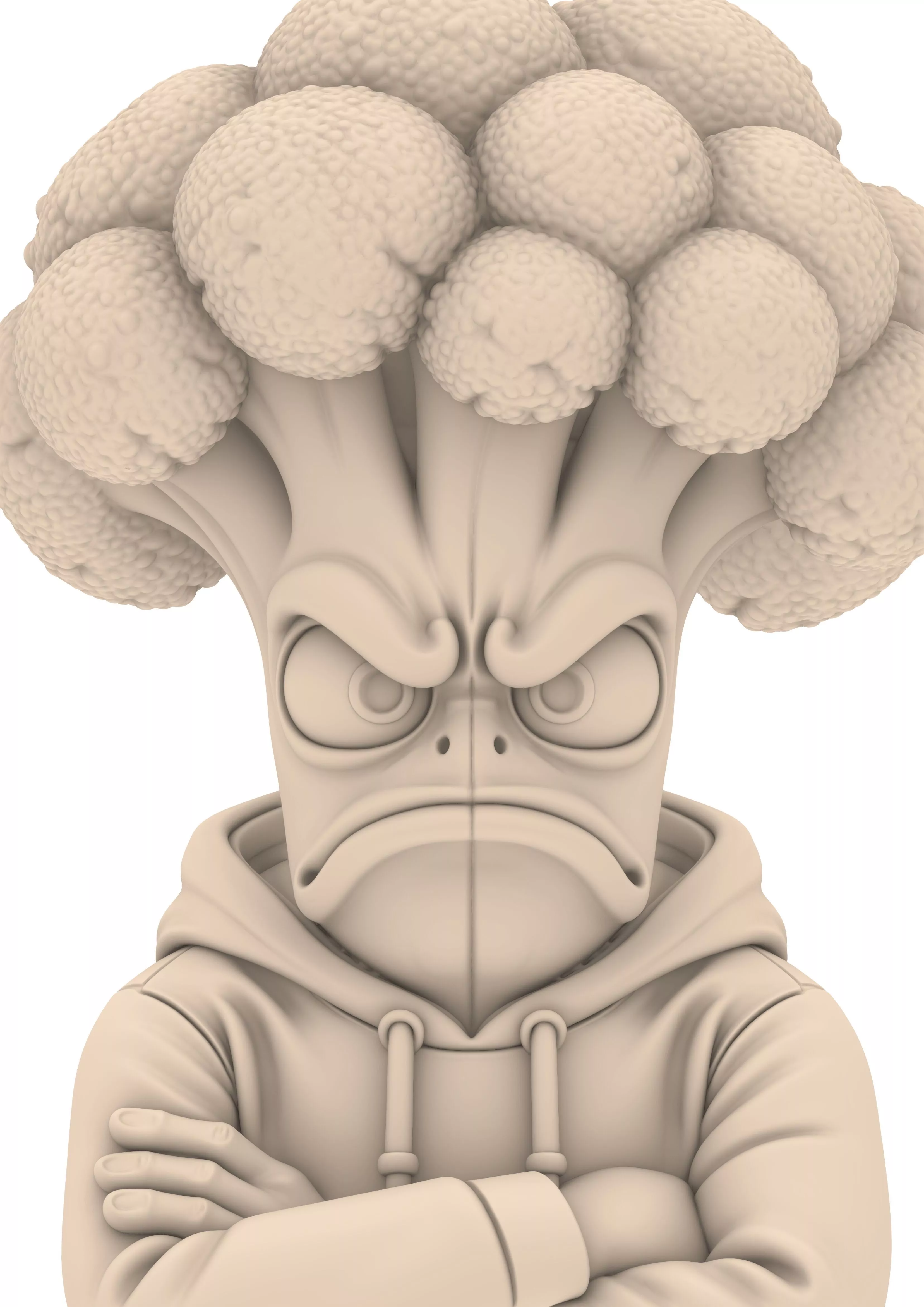 Funny Angry Broccoli Monster Figure 3D print model
