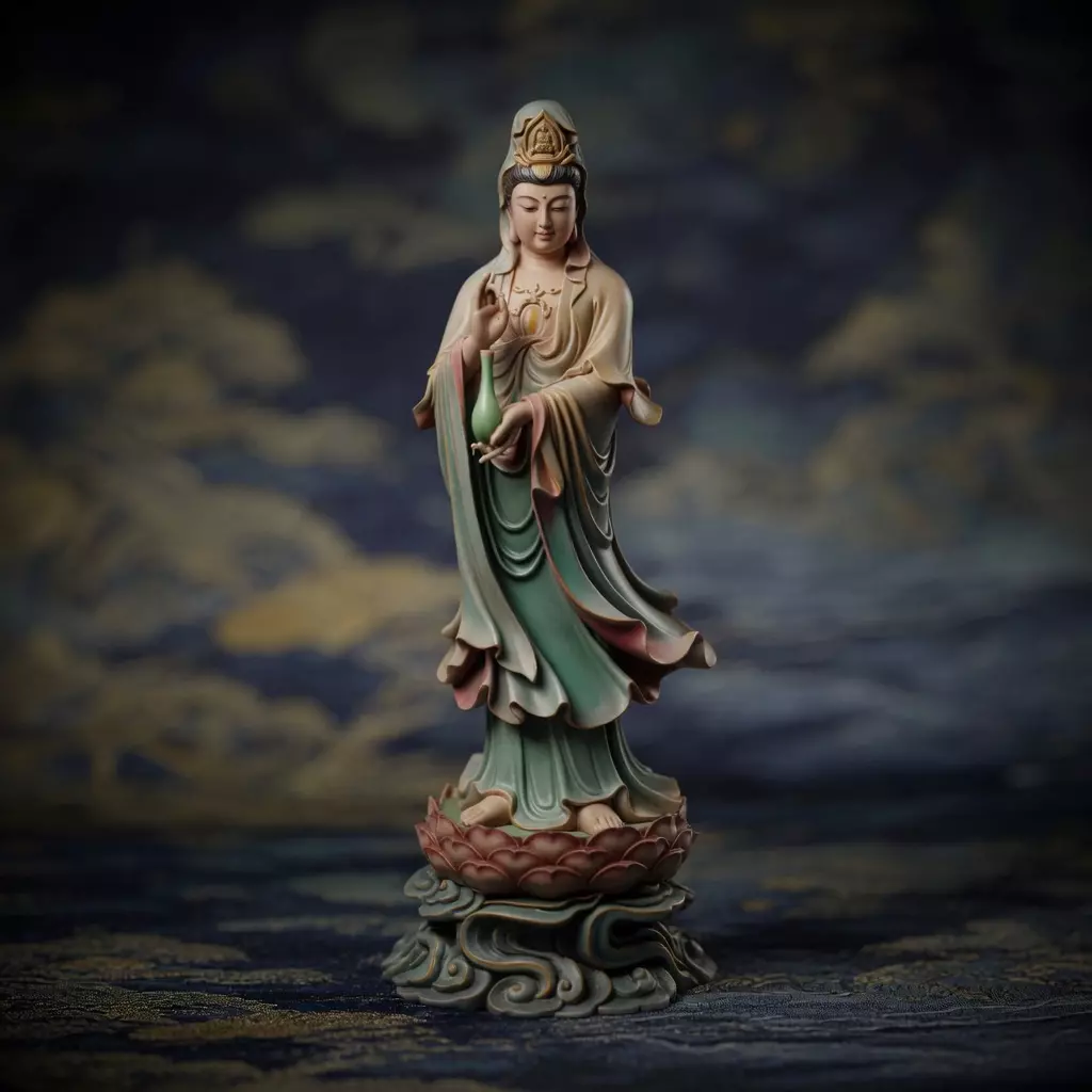 Guanyin Bodhisattva 3D Printable Statue On Lotus Base STL 008377 3D print model