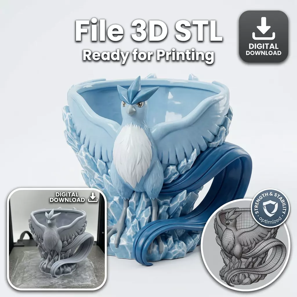 Articuno Ice Planter Decorative Display STL 3D print model