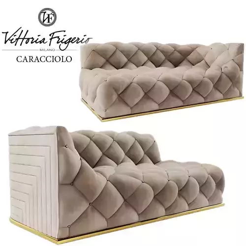 Caracciolo two velvet sofas with gold frame