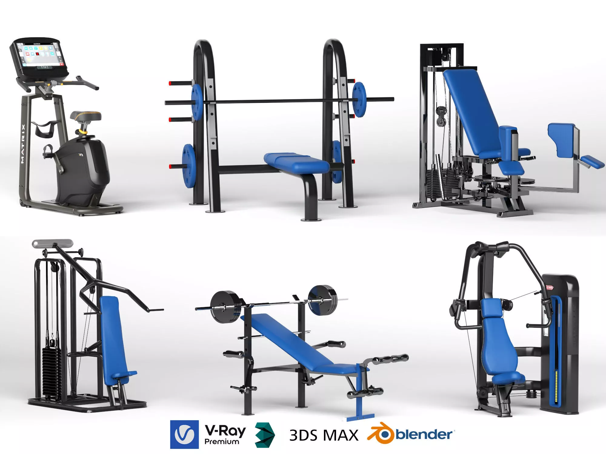 Modern Gym Equipment Series Low-poly 3D model