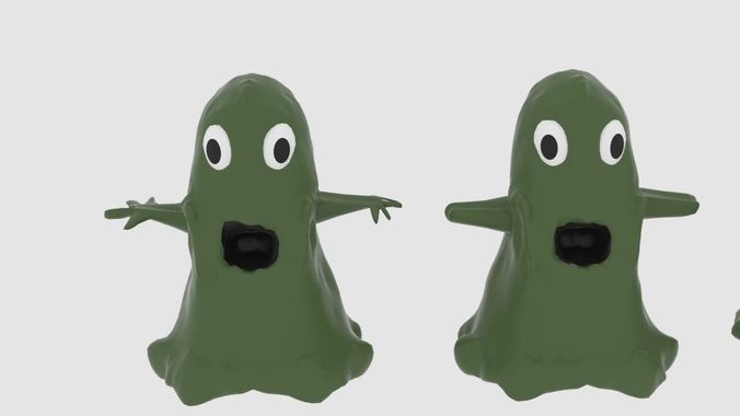 Sludgemonster five plastic ghosts in row Low-poly 3D model