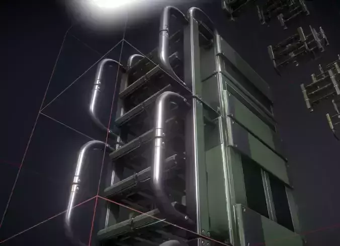 Futuristic Ladders Green Painted Metal Modular 