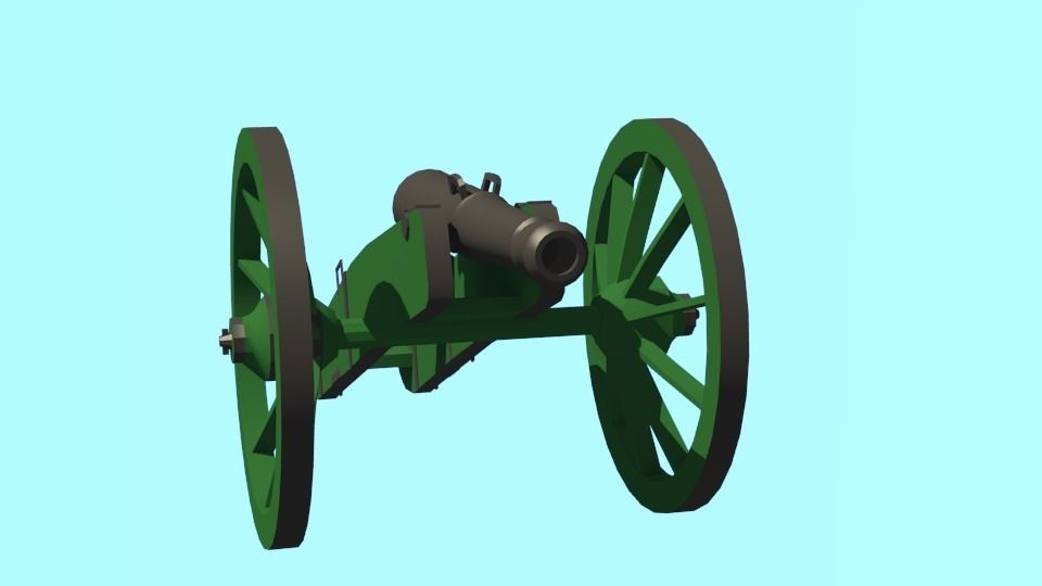 Artillery 8 pound Gun 18th century Low-poly 3D model