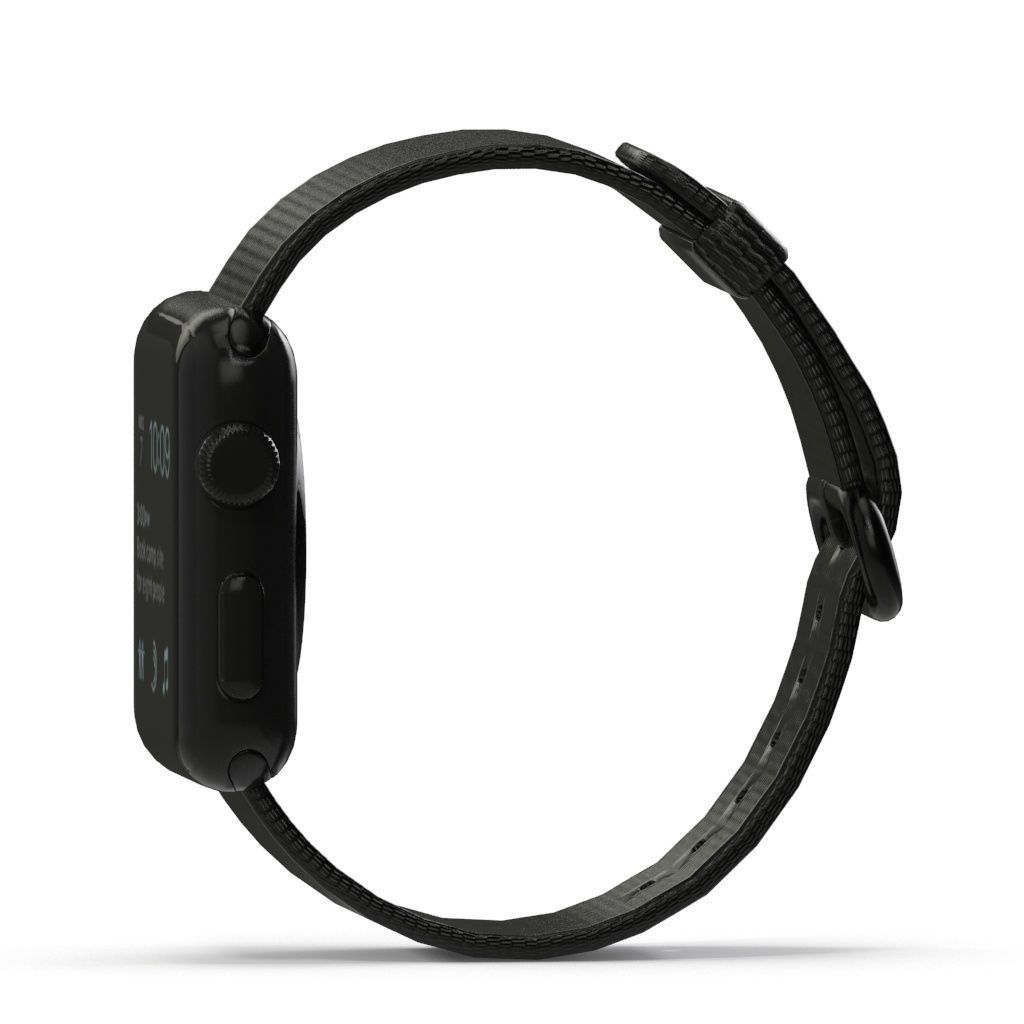 Apple Watch Series 2 Silver Aluminum Woven Nylon Low-poly 3D model_6