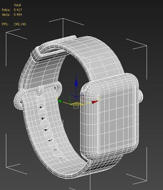 Apple Watch Series 2 Silver Aluminum Woven Nylon Low-poly 3D model_7