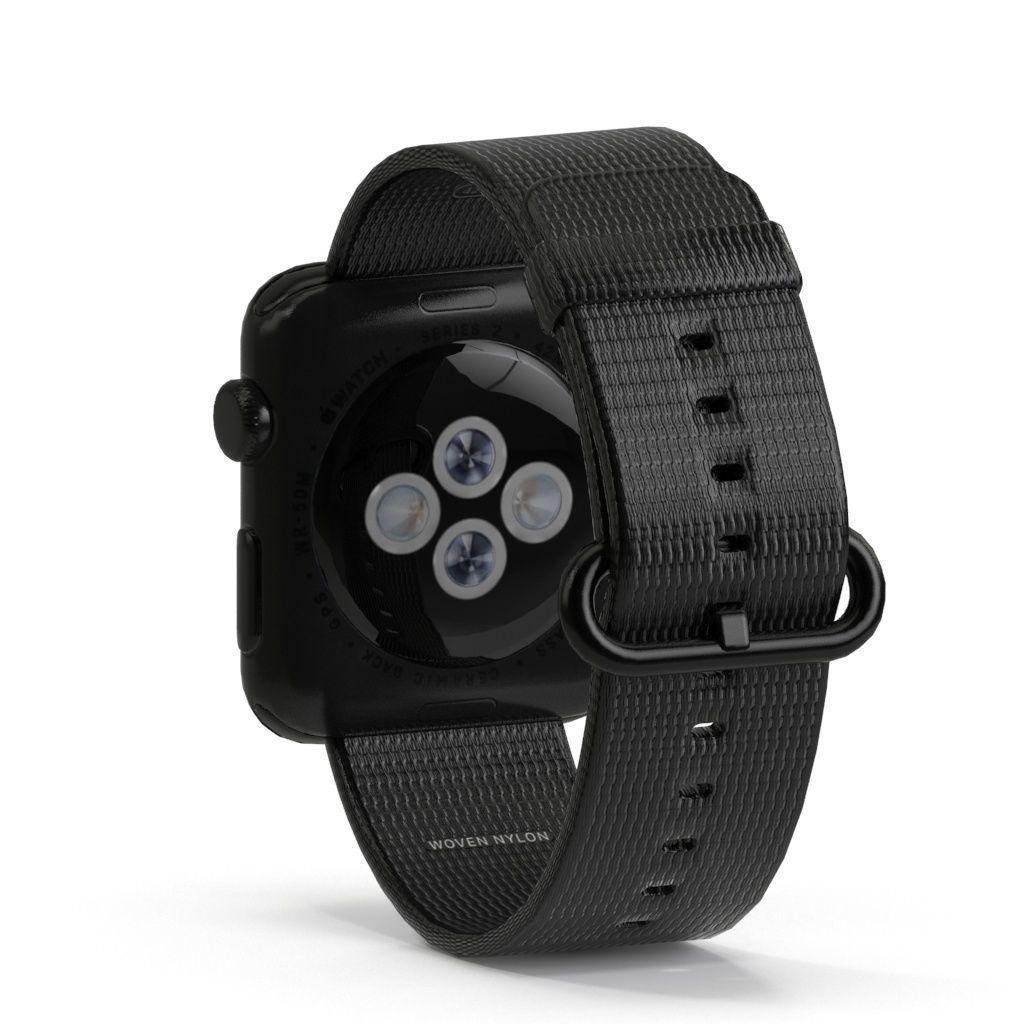 Apple Watch Series 2 Silver Aluminum Woven Nylon Low-poly 3D model_2