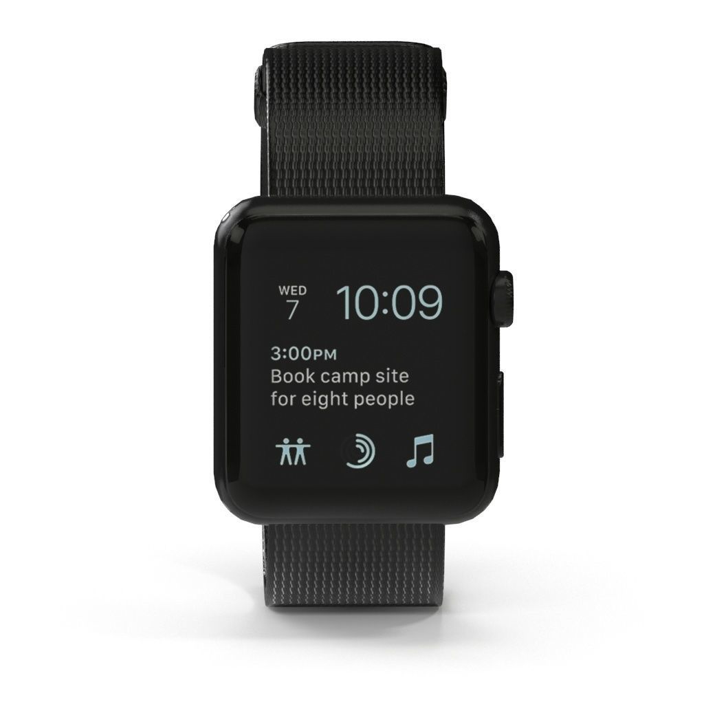 Apple Watch Series 2 Silver Aluminum Woven Nylon Low-poly 3D model_1