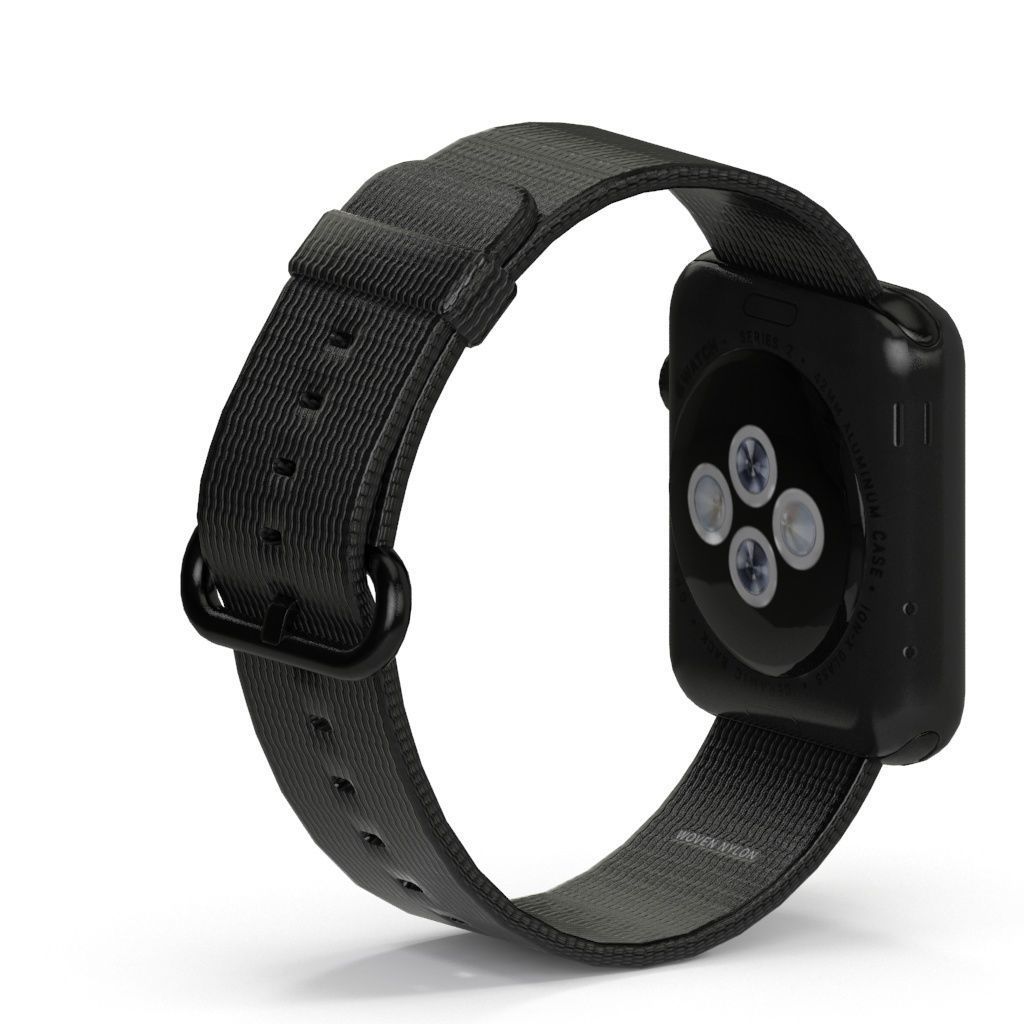 Apple Watch Series 2 Silver Aluminum Woven Nylon Low-poly 3D model_3