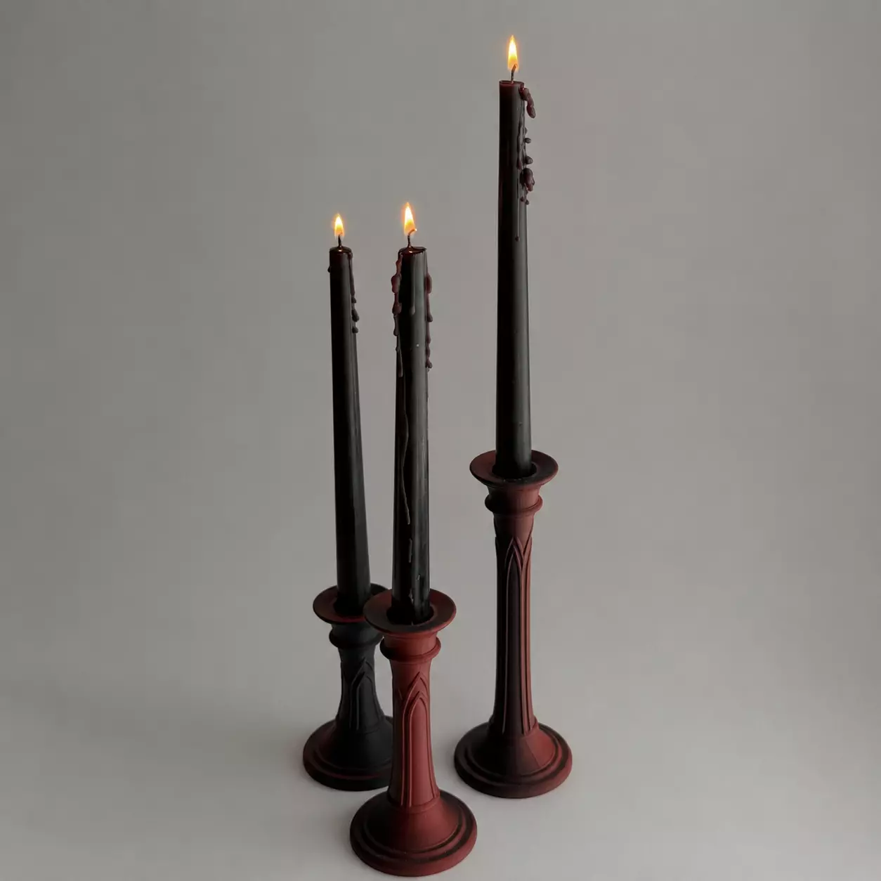 Gothic Pillar Candle Holder Set 3D print model