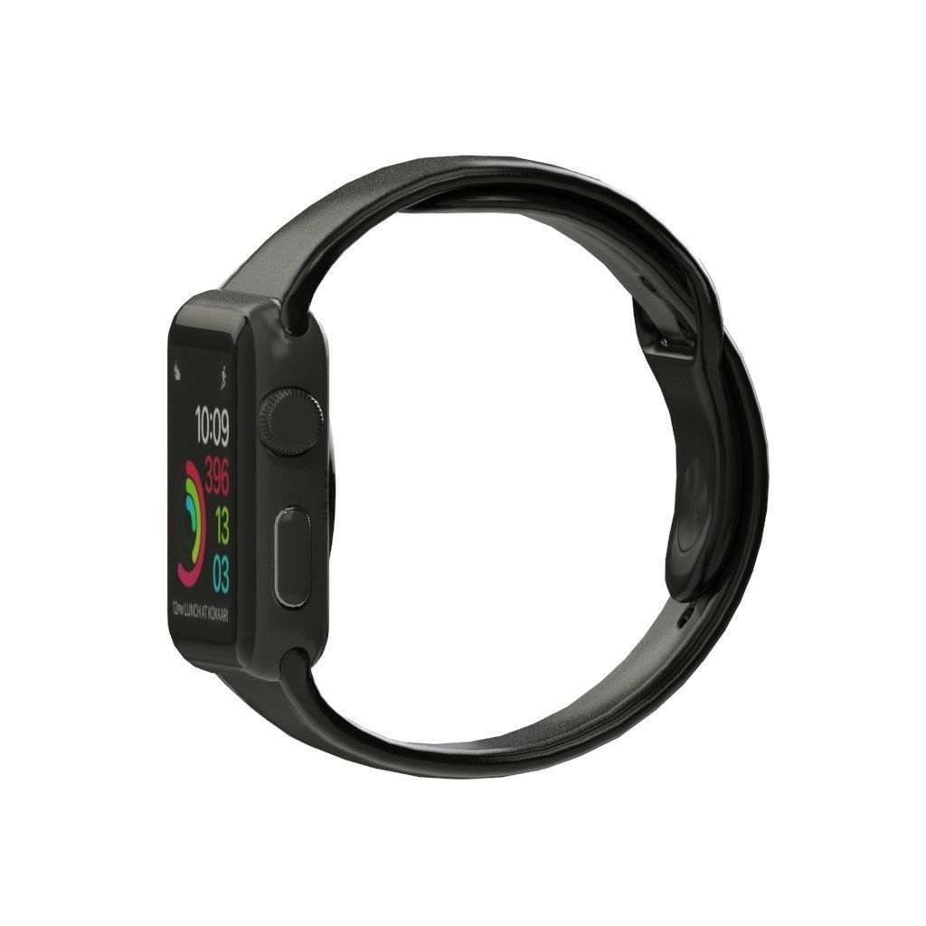 Apple Watch Series 2 Space Gray Aluminum Case Black Sport Band Low-poly 3D model_6