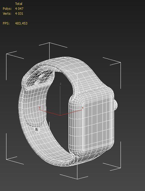 Apple Watch Series 2 Space Gray Aluminum Case Black Sport Band Low-poly 3D model_5