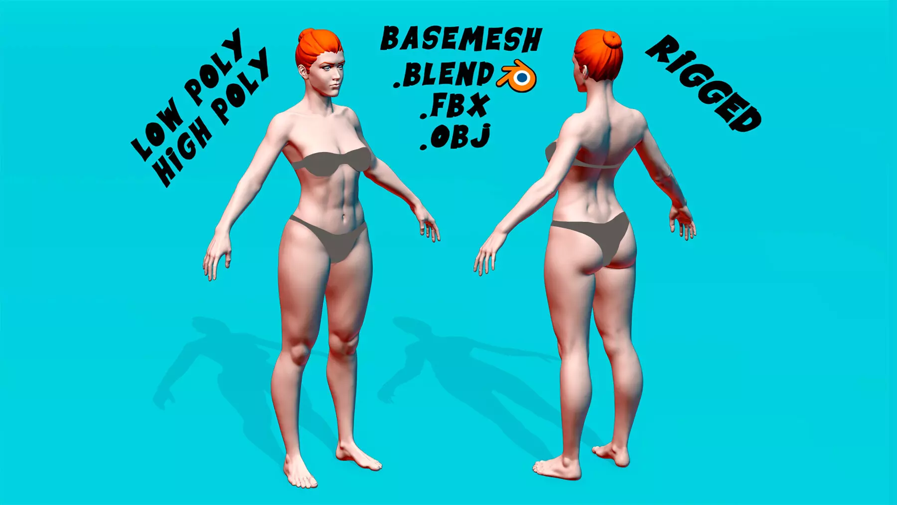 Female Basemesh Low-poly 3D model