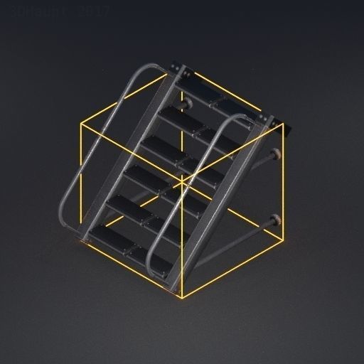 Modular Stairs Collection Orange Painted Metal Low-poly 3D model_49