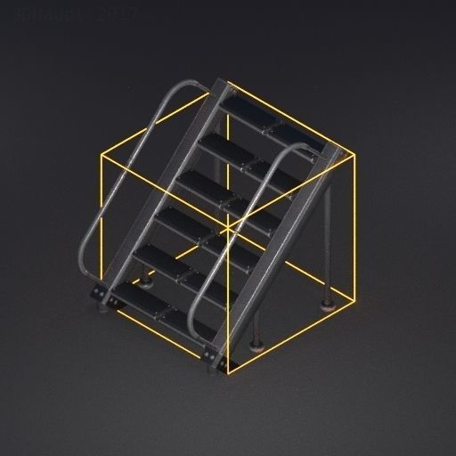 Modular Stairs Collection Orange Painted Metal Low-poly 3D model_41