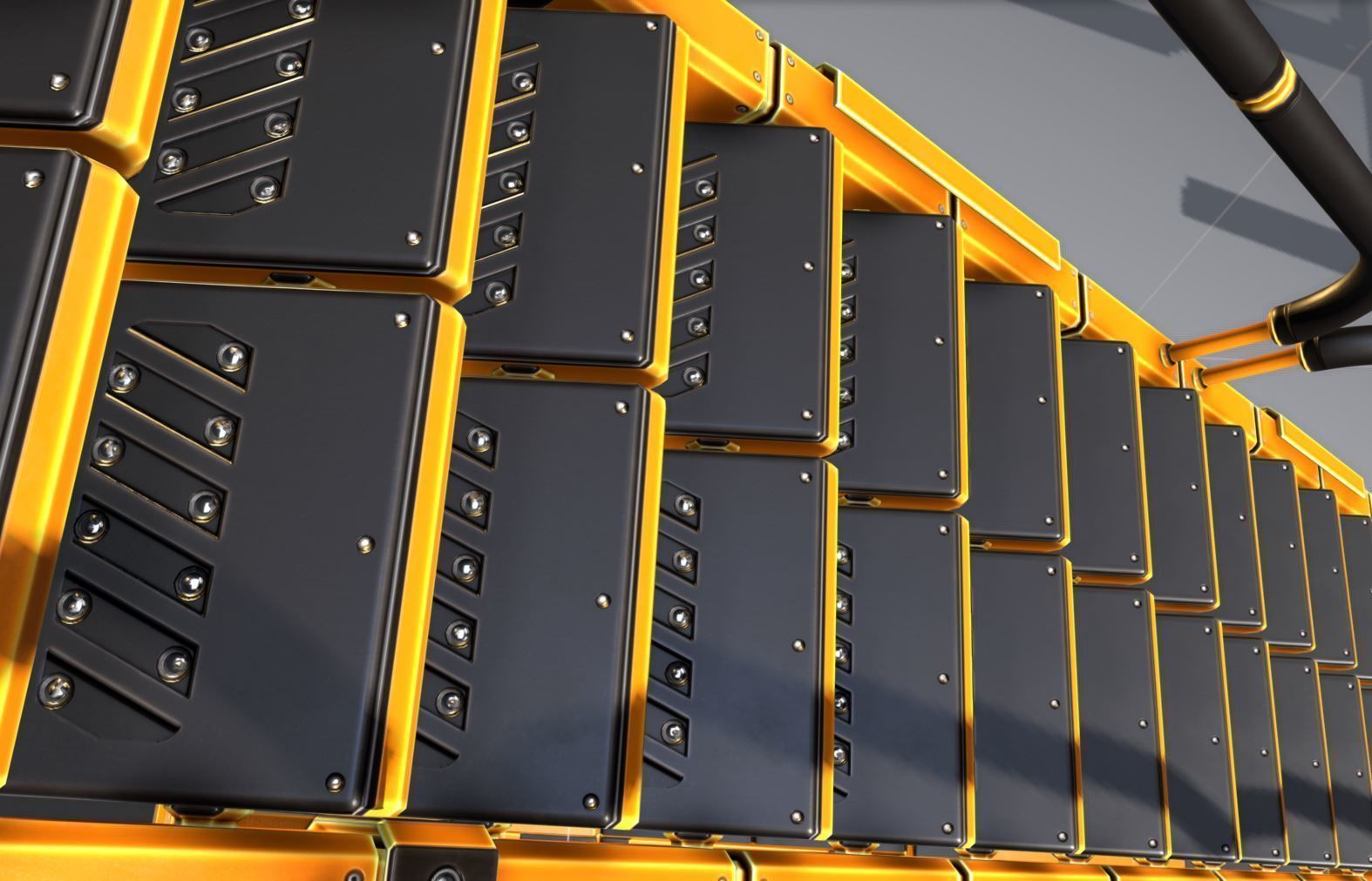 Modular Stairs Collection Orange Painted Metal Low-poly 3D model_6