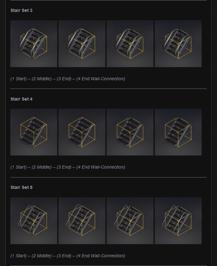 Modular Stairs Collection Orange Painted Metal Low-poly 3D model_22