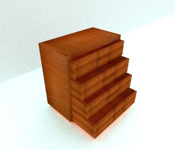 wardrobe wooden chest of drawers Low-poly 3D model_2