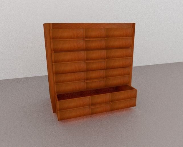 wardrobe wooden chest of drawers Low-poly 3D model