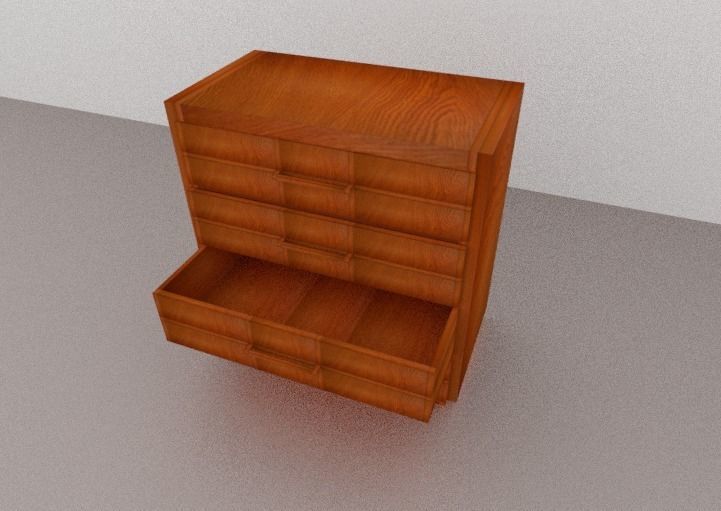 wardrobe wooden chest of drawers Low-poly 3D model_1