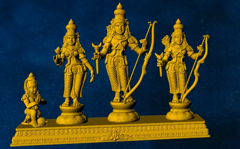 ram pariwar statue god gold silver 3D print model