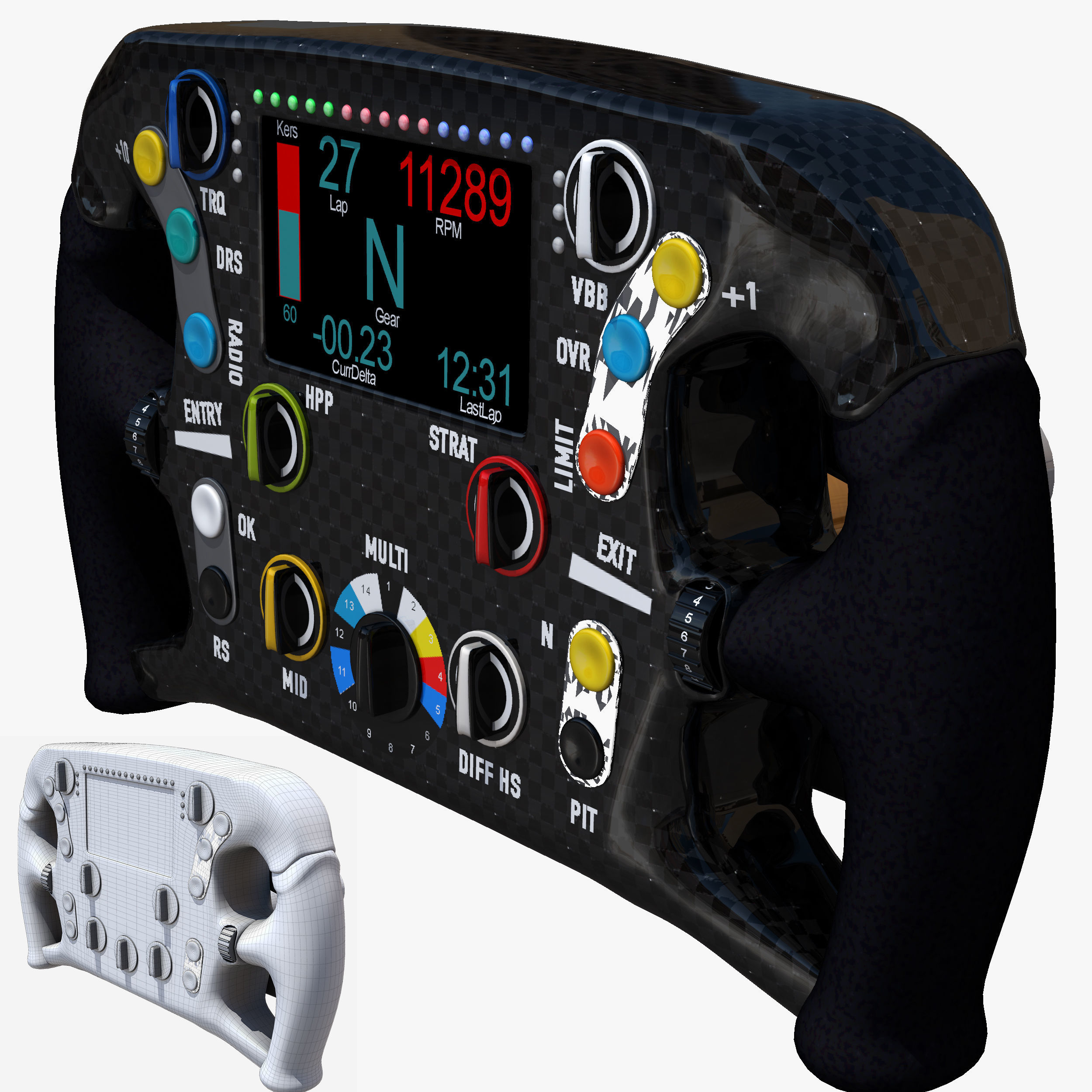 MRT05 Steering Wheel Low-poly 3D model_6