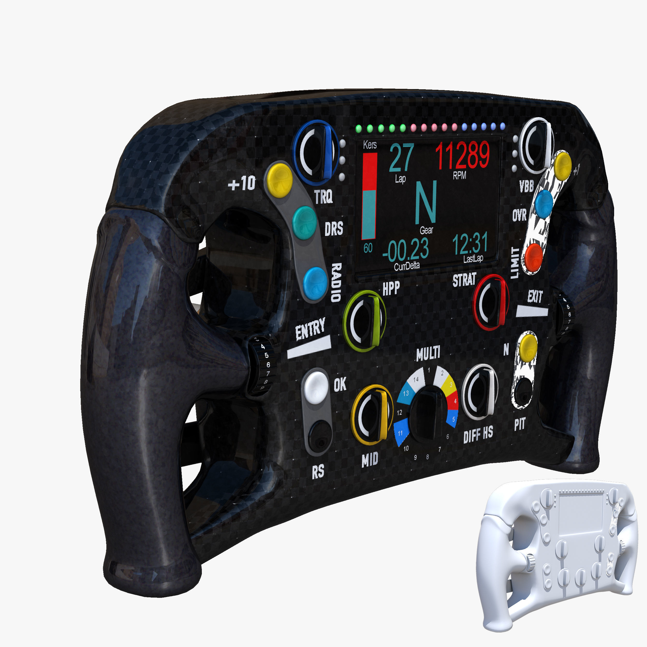 MRT05 Steering Wheel Low-poly 3D model_3