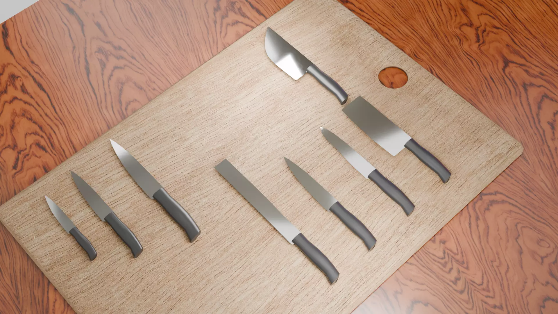 Low-Poly Game-Ready Kitchen Knives Set Free low-poly 3D model