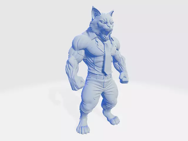 Muscle Animals Cat in a Tie 3D print model