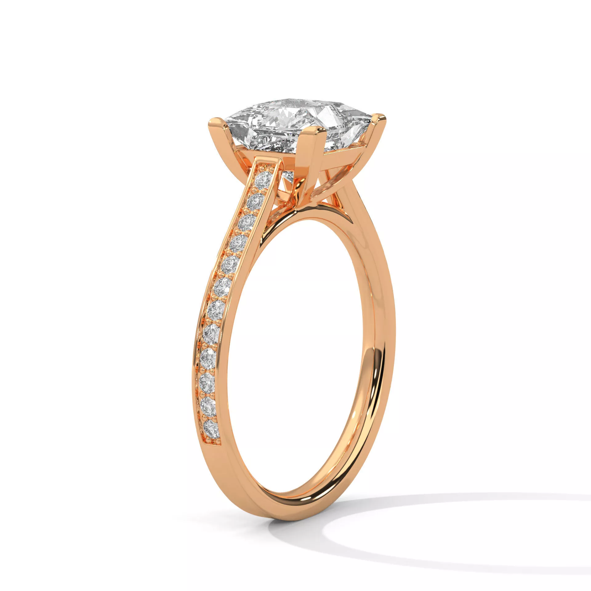 Princess cut Solitaire Diamond Ring 3D print model
