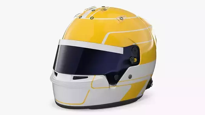 Formula 1 Racing Helmet with Dark Visor Yellow 3D model