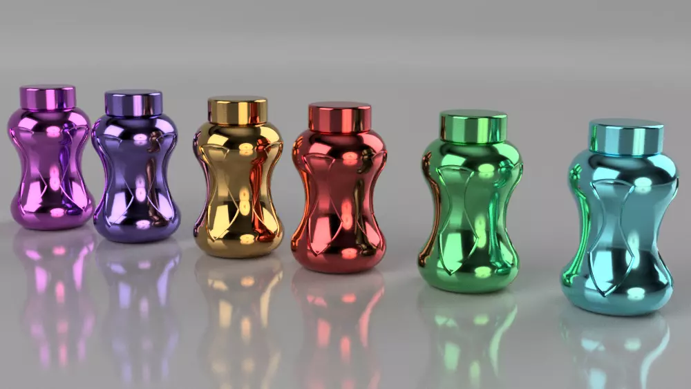 Premium Aluminium Water Bottle Set of 6 Colors Anodised Glossy 3D model