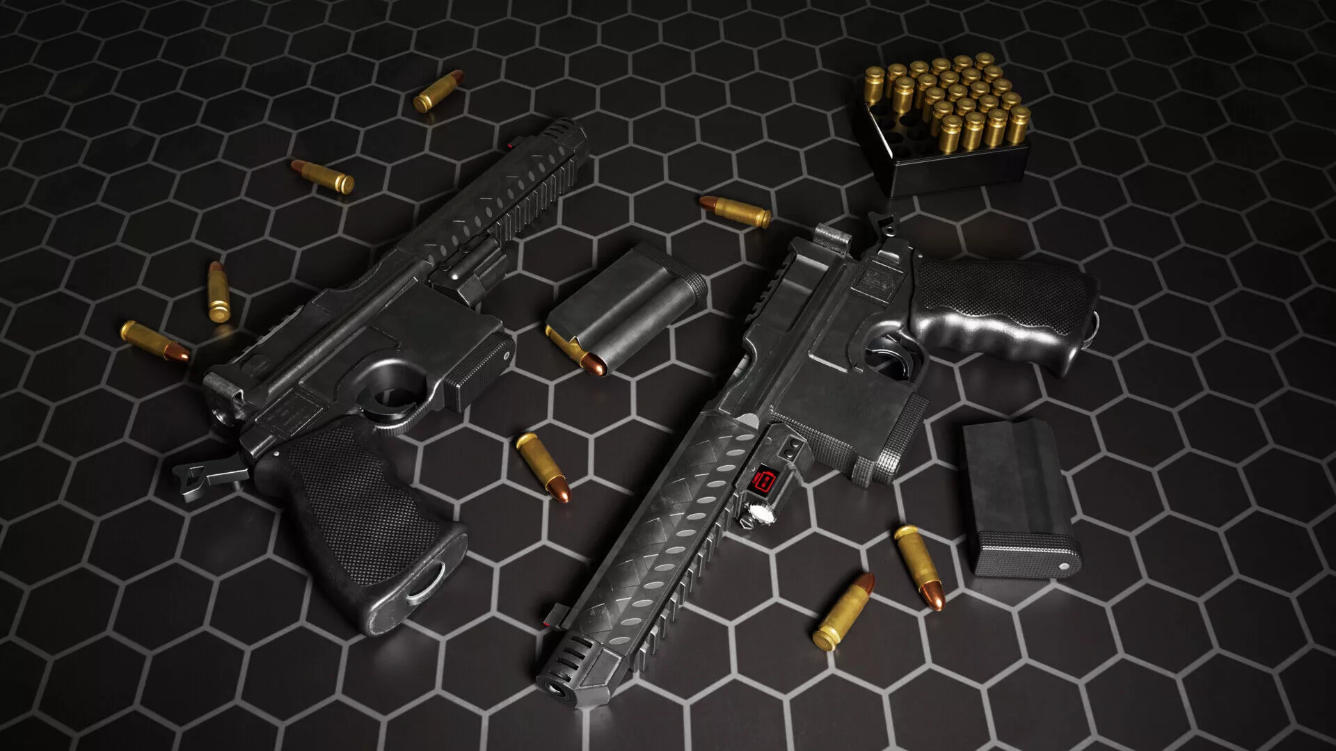 Cyberpunk Mauser C96 Low-poly 3D model