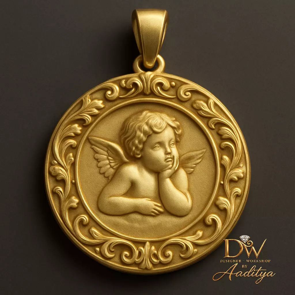 Cherub Angle Coin Pendant 3D print model